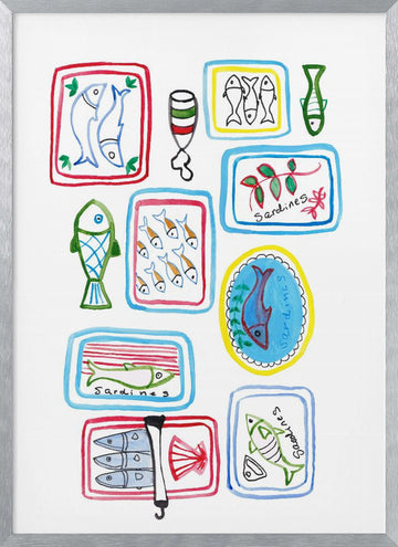 Colorful Sardine Collection | Poster - Silver Frame Interior