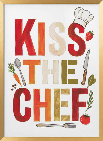 Kiss The Chef | Poster - Gold Frame Interior