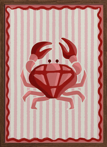 Pink Diamond Crab | Poster - Walnut Frame Interior