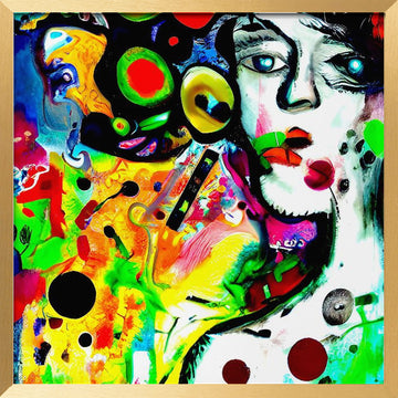Vibrant Abstract Face | Poster - Gold Frame Interior