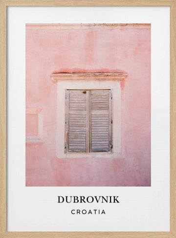 Pink Dubrovnik Croatia travel poster | Poster - Wood Frame Interior