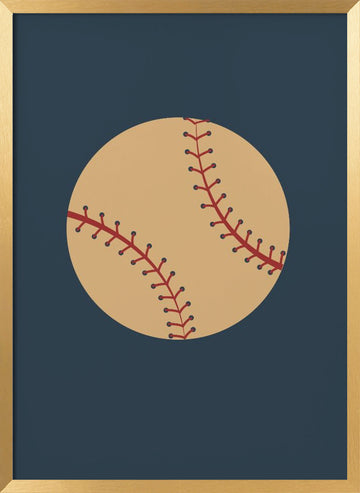 Red Stitched Baseball | Poster - Gold Frame Interior