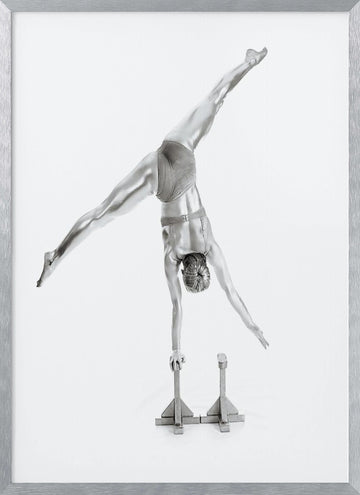 Graceful Silver Handstand | Poster - Silver Frame Interior