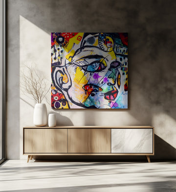 Vibrant Abstract Face | Canvas - Room Interior 2