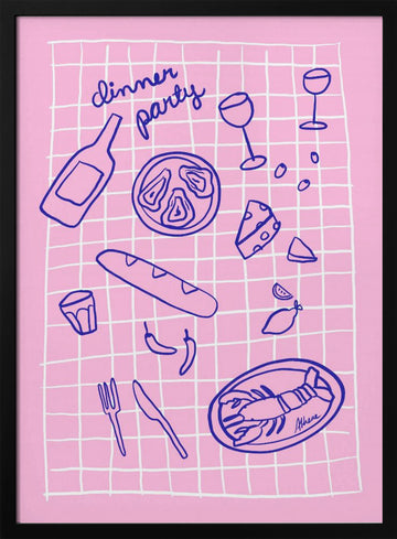 Dinner Party | Poster - Black Metal Frame Interior