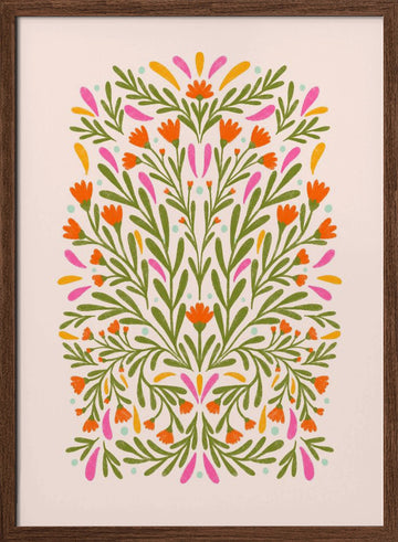 Cheerful Botanical Design | Poster - Walnut Frame Interior