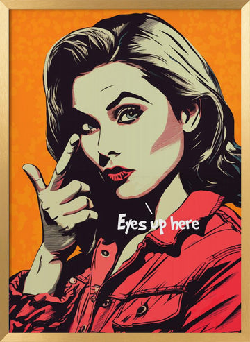 Pop Art Woman Pointing | Poster - Gold Frame Interior