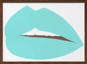 Teal Pop Lips | Poster - Walnut Frame Interior
