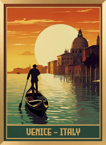 Venice Grand Canal Sunset | Poster - Gold Frame Interior