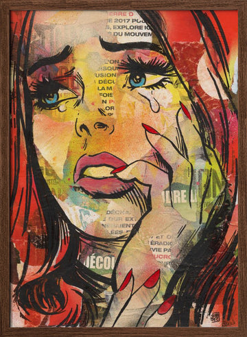 Crying Pop Art Woman | Poster - Walnut Frame Interior
