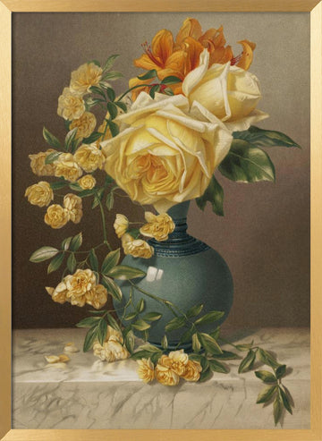 Marchal Niel Roses | Poster - Gold Frame Interior