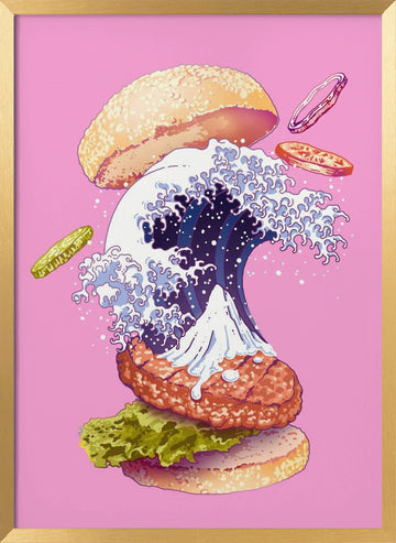 Dynamic Wave Burger | Poster - Gold Frame Interior