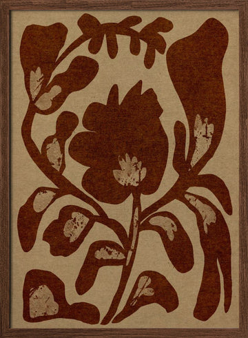 Earthy Floral Motif | Poster - Walnut Frame Interior