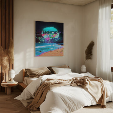 Vaporwave Error Beach | Canvas - Room Interior 2
