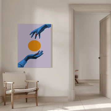 Vibrant Hands Orange Circle | Canvas - Room Interior 1