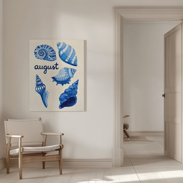 Blue August Seashells | Canvas - Room Interior 1
