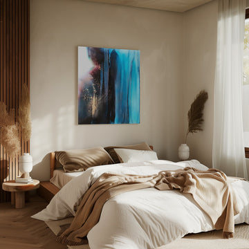 Deep Blue Gold Flow | Canvas - Room Interior 2