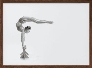 Silver Gymnast Handstand | Poster - Walnut Frame Interior