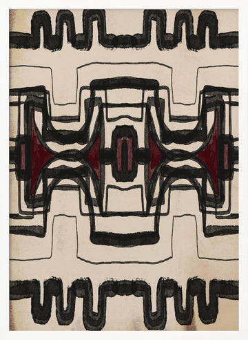 Red Tribal Geometry | Poster - White Frame Interior