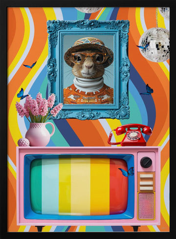 Groovy Squirrel Portrait | Poster - Black Metal Frame Interior