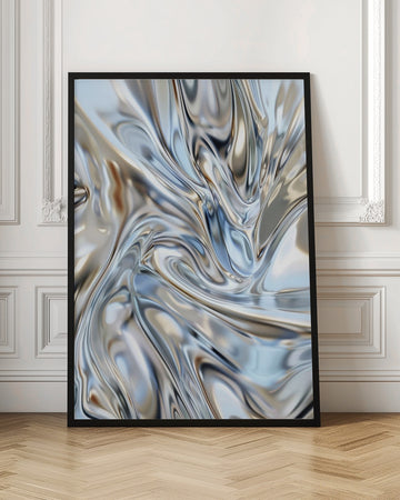 Liquid Silver Flow | Poster - Room Interior 1