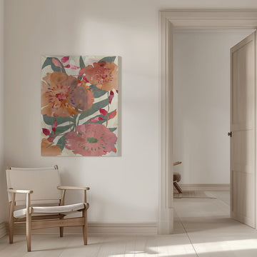 Warm Floral Blooms | Canvas - Room Interior 1