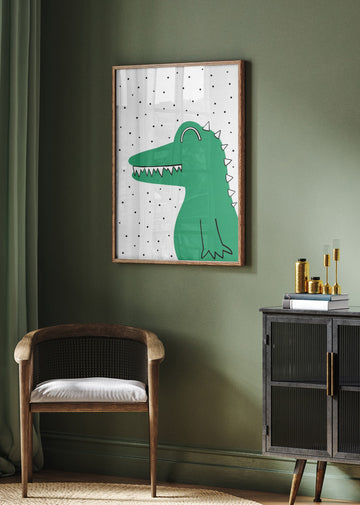 Smiling Green Crocodile | Poster - Room Interior 2