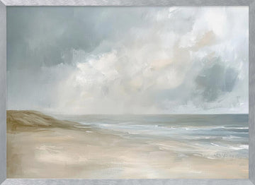 Misty Beach Morning | Poster - Silver Frame Interior