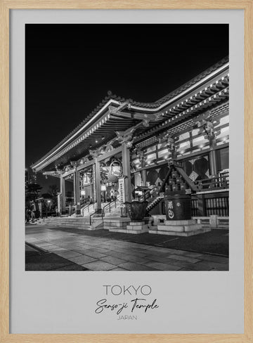 Sensoji Temple Night | Poster - Wood Frame Interior