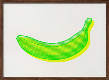 Neon Green Banana | Poster - Walnut Frame Interior