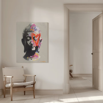 Graffiti Buddha Head | Canvas - Room Interior 1