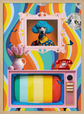 Eccentric Poodle Pop Art | Poster - Wood Frame Interior
