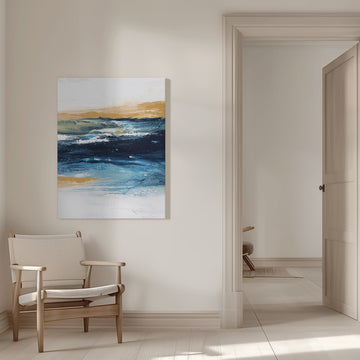 Deep Blue Ocean Gold | Canvas - Room Interior 1