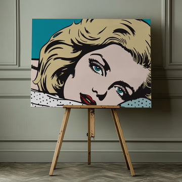 Pensive Pop Art Woman | Canvas - Room Interior 1