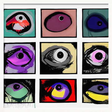 Colorful Abstract Eyes | Poster - White Frame Interior