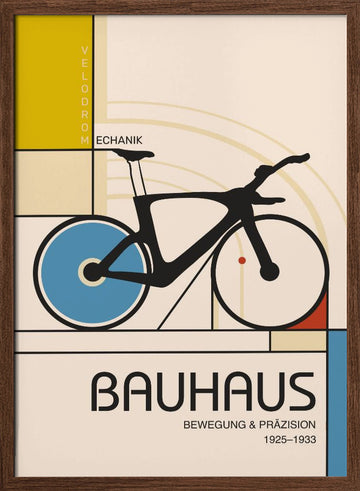 Bauhaus Geometric Cycling | Poster - Walnut Frame Interior