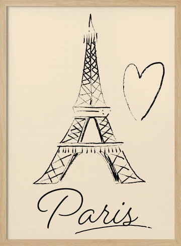 Eiffel Tower Paris Love | Poster - Wood Frame Interior