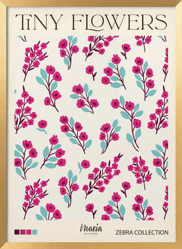 Tiny Pink Blooms | Poster - Gold Frame Interior