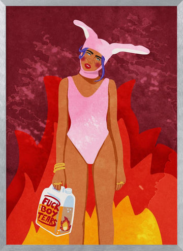 Girl On Fire | Poster - Silver Frame Interior