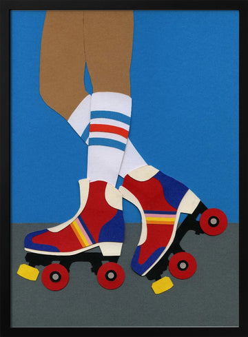 Retro Roller Skates | Poster - Black Metal Frame Interior