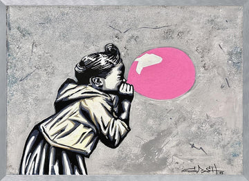 Urban Bubblegum Girl | Poster - Silver Frame Interior