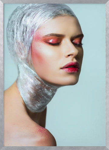 Pink Wrapped Beauty | Poster - Silver Frame Interior