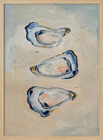 Coastal Blue Oysters | Poster - Wood Frame Interior