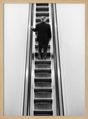 Solitary Escalator Climb | Poster - Wood Frame Interior
