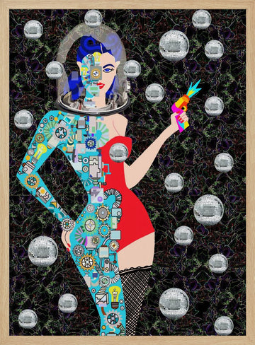 Retro Future Woman | Poster - Wood Frame Interior