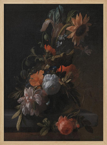 A Bowl of Flowers By Elias Van Den Broeck | Poster - Wood Frame Interior