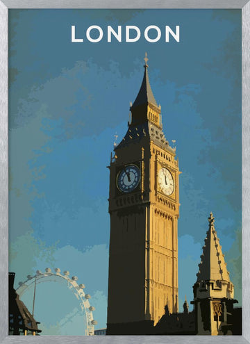 Big Ben London Eye | Poster - Silver Frame Interior