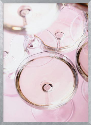 Soft Pink Champagne Glasses | Poster - Silver Frame Interior