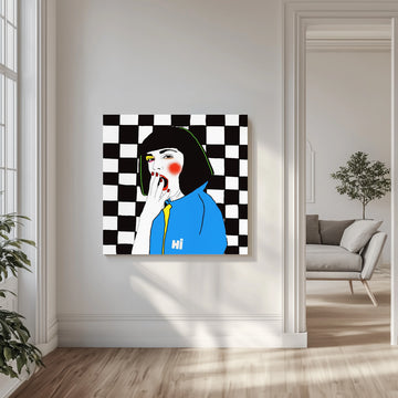Yawning Pop Girl | Canvas - Room Interior 1