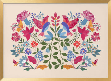 Bohemian Floral Birds | Poster - Gold Frame Interior
